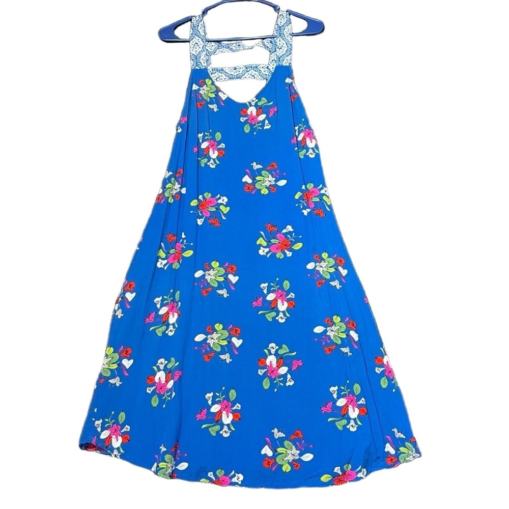 Matilda Jane Womens Size Medium Blue Floral Midi Dress Strappy Back Boho Summer - Picture 2 of 13